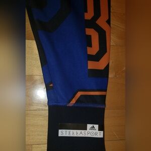 Stella McCartney black orange royal blue Zipp ankle leggings M